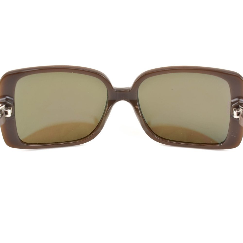 CHANEL "Chain": Taupe Leather CC Sunglasses (kt) - Picture 7 of 10